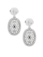 Freida Rothman Crystal & Sterling Silver Pave Clover Drop Earrings