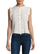 Rebecca Taylor Pleated Voile & Lace Top