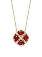 Amrapali Manjari Lotus Ruby & Diamond 18k Yellow Gold Pendant Necklace