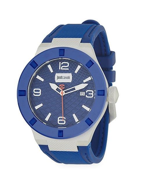 Just Cavalli Stainless Steel Rubber-strap Colorblock Watch