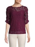 Nanette By Nanette Lepore Elbow-puff Lace Top