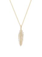 Effy 14k Yellow Gold & Diamond Feather Pendant Necklace