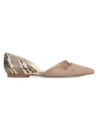 Sam Edelman Rina Snake-embossed Leather & Suede Flats