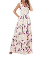 Js Collections Floral Printed Pleated Gown