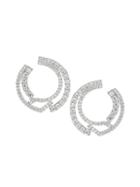 Adriana Orsini Silvertone & Cubic Zirconia Front-facing Hoop Earrings