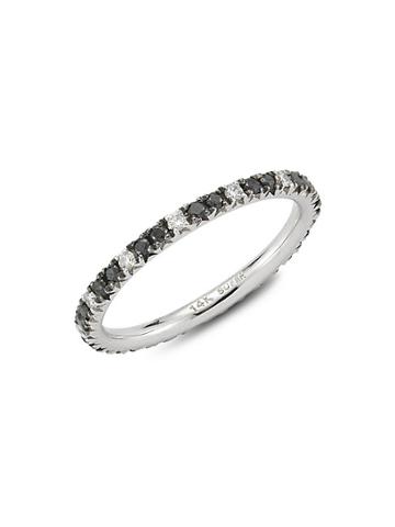 Nephora 14k White Gold & Black & White Diamond Eternity Ring