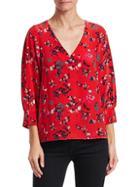 Tanya Taylor Clio Floral Clusters Silk Top
