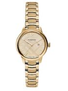 Burberry Goldtone Stainless Steel Check Etched Bracelet Watch