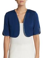 St. John Milano Leather-trimmed Cropped Cardigan