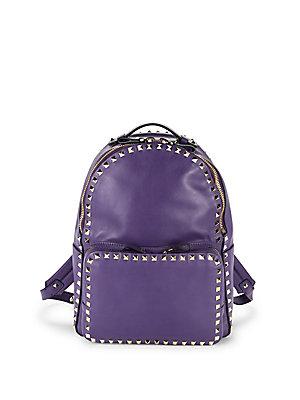 Valentino Solid Studded Leather Backpack