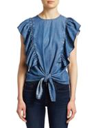 Frame Knotted Short-sleeve Chambray Tee