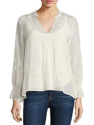 Love Sam Victorian Pleated Lace-inset Blouse