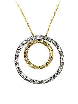 Effy Diamond & 14k White And Yellow Gold Necklace
