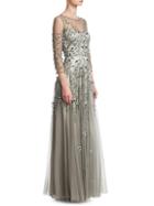 Theia Tulle Embellished Gown