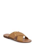 Saks Fifth Avenue Cross-band Leather Slides