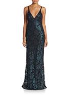Abs Glitter Lace-overlay Slip Dress