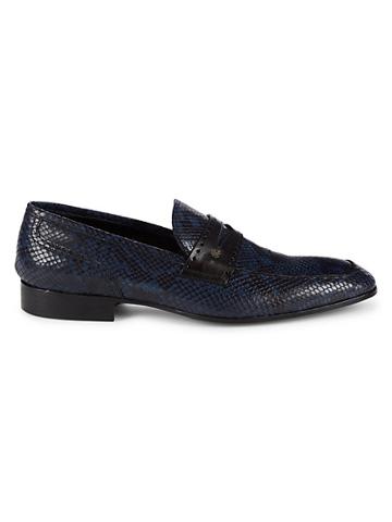 Cavalli Class Snakeskin-embossed Leather Penny Loafers