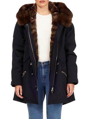 Gorski Sable Fur Hood Cotton-blend Parka Jacket