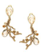 Heidi Daus Goldtone & Crystal Budding Branches Drop Earrings
