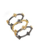 Freida Rothman 14k Yellow Gold And Black Sterling Silver Stackable Ring Set
