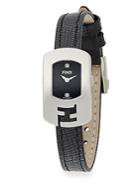 Fendi Chameleon Stainless Steel & Embossed Leather 25mm Black Oval Watch