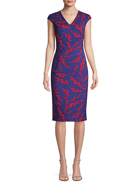 Escada Danhi Cap Sleeve Floral Jersey Sheath