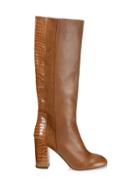 Aquazzura Eaton Knee-high Croc-embossed Leather & Suede Boots