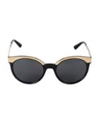 Versace 55mm Studded Trim Round Sunglasses