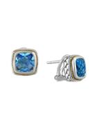 Effy Balissima Sterling Silver And 18 Kt. Yellow Gold Blue Topaz Earrings