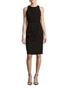 Badgley Mischka Side Pleated Sheath Dress