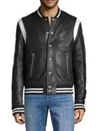 Balmain Leather Mesh Varsity Jacket