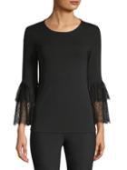 Michael Kors Lace-trimmed Bell-sleeve Top