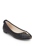 Vince Camuto Zip-trim Quilted Leather Ballet Flats