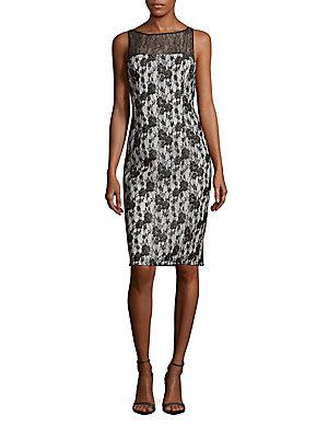 Adrianna Papell Sleeveless Floral Lace Dress