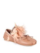 Miu Miu Ostrich Feathers & Crystal-embellished Leather Ballet Flats