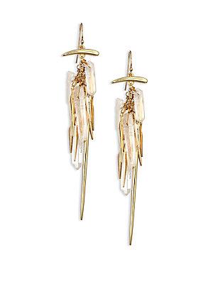 Alexis Bittar Miss Havisham Crescent Rock Crystal Wire Tassel Drop Earrings