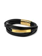 Jean Claude Goldplated Stainless Steel & Leather Multi-strand Bracelet