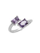 Judith Ripka Lafayette Purple Crystal & Sterling Silver Bypass Ring