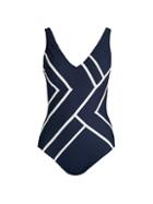 Gottex Chevron-print V-neck One-piece Swimsuit