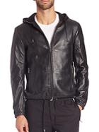 Michael Kors Leather Hoodie Jacket