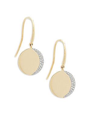 Casa Reale White Diamond And 14k Yellow Gold Hook Earrings