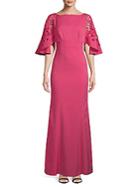 Kay Unger Embroidered Cutout Gown