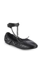 Valentino Garavani Crisscross Chain Leather Ballerina Flats