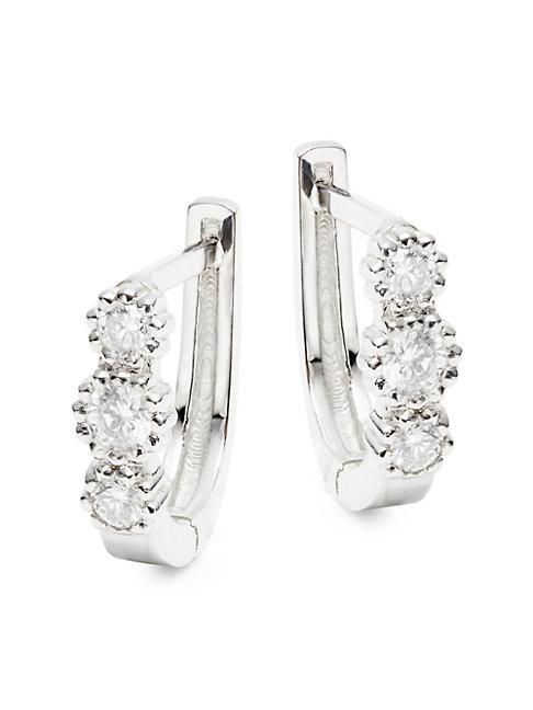 Sara Weinstock Floret 18k White Gold & Diamond Huggie Earrings