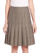 Akris Punto Pleated Wool/cashmere Plaid Skirt