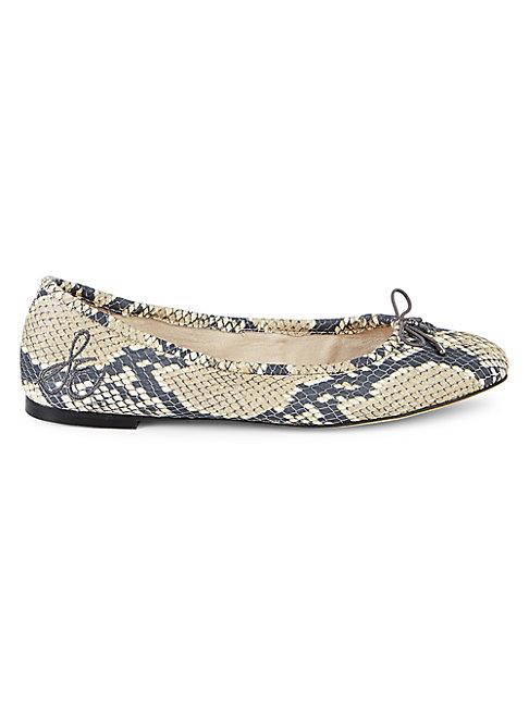 Sam Edelman Felicia Snake-print Leather Ballet Flats