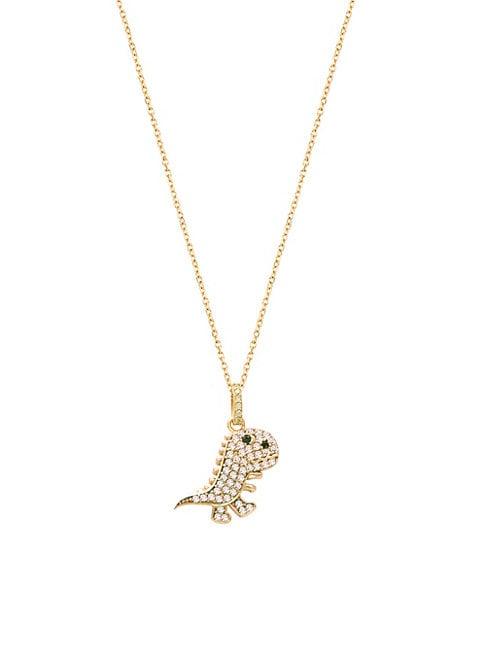 Gabi Rielle Dinosaur White Crystal Pendant Necklace