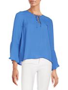 Collective Concepts Lace-up Bell Sleeve Blouse