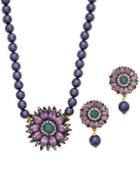 Heidi Daus Flower Necklace & Drop Earrings Set