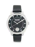 Versus Versace Stainless Steel Quilted Leather Strap Watch